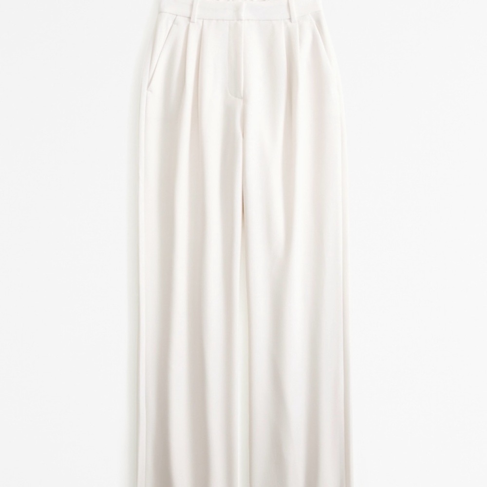 Curve love Abercrombie & Fitch Cream Sloane Wide Leg Pants - Picture 5 of 9